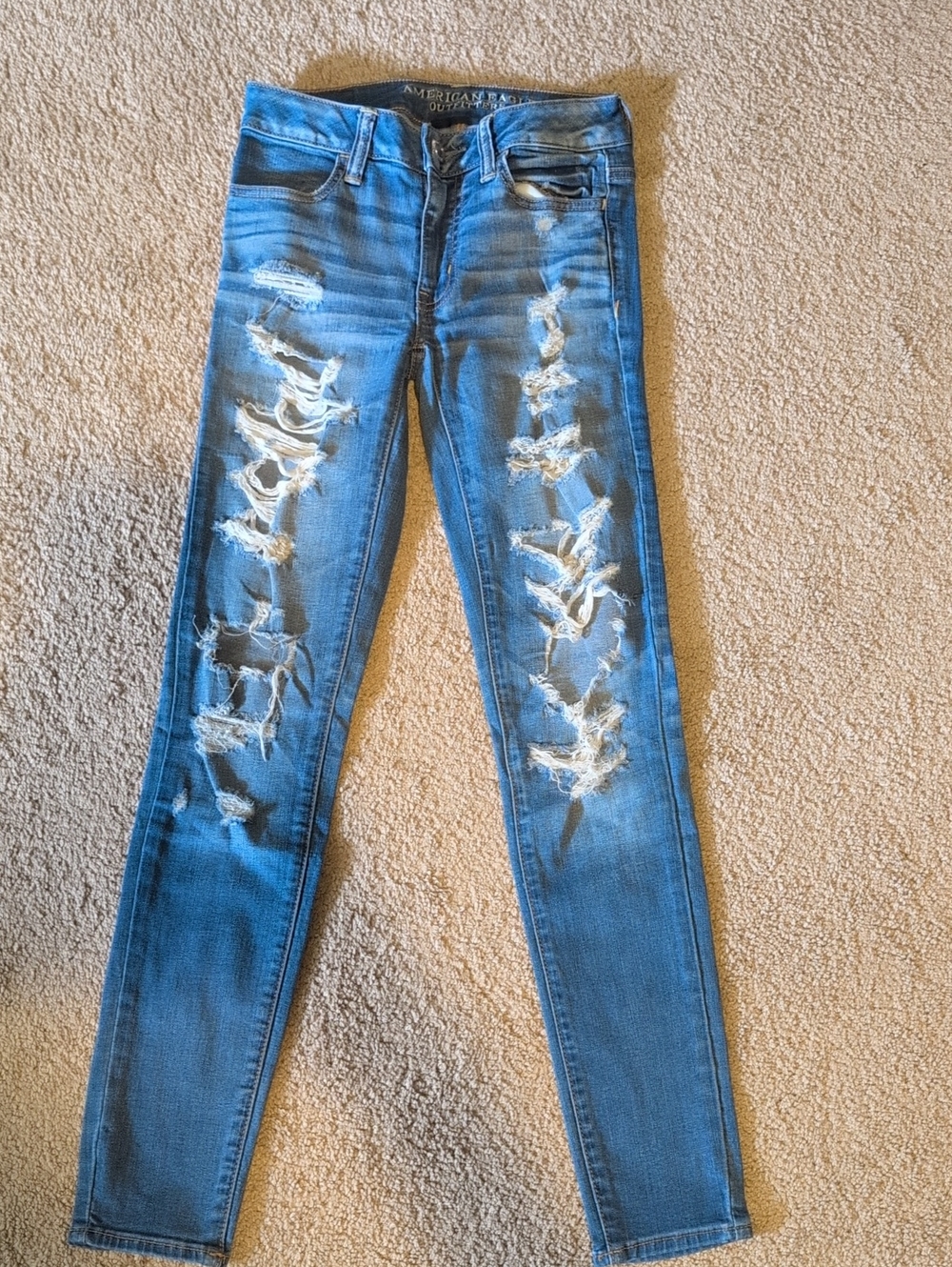 American Eagle Outfitters Ripped Skinny Jeans - Blue